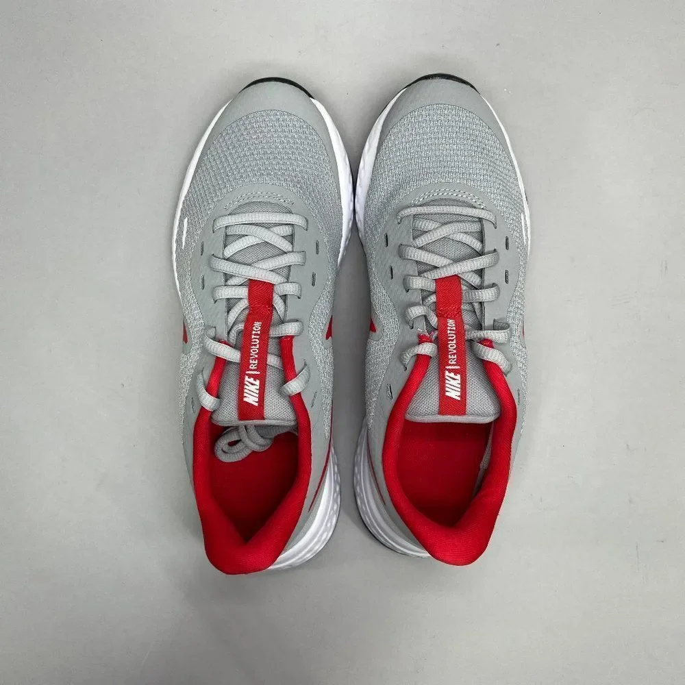 Nike Revolution 5 Running Shoes Youth Size 6 Grey Red Athletic Training Sneakers